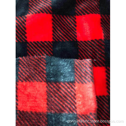 100% polyester double flanelle avec chèque imprimé